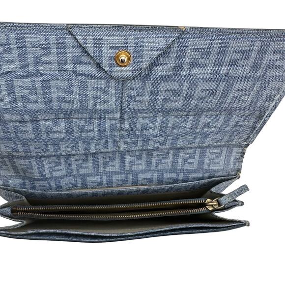 Fendi Zucca FF Jacquard in Shades of Blue Long Wallet (Denim) - Picture 6 of 16
